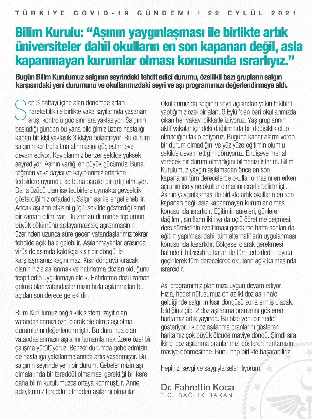 Okulların Asla Kapanmayan Kurumlar Olması Konusunda Israrlıyız 1 FB IMG 1632341632057