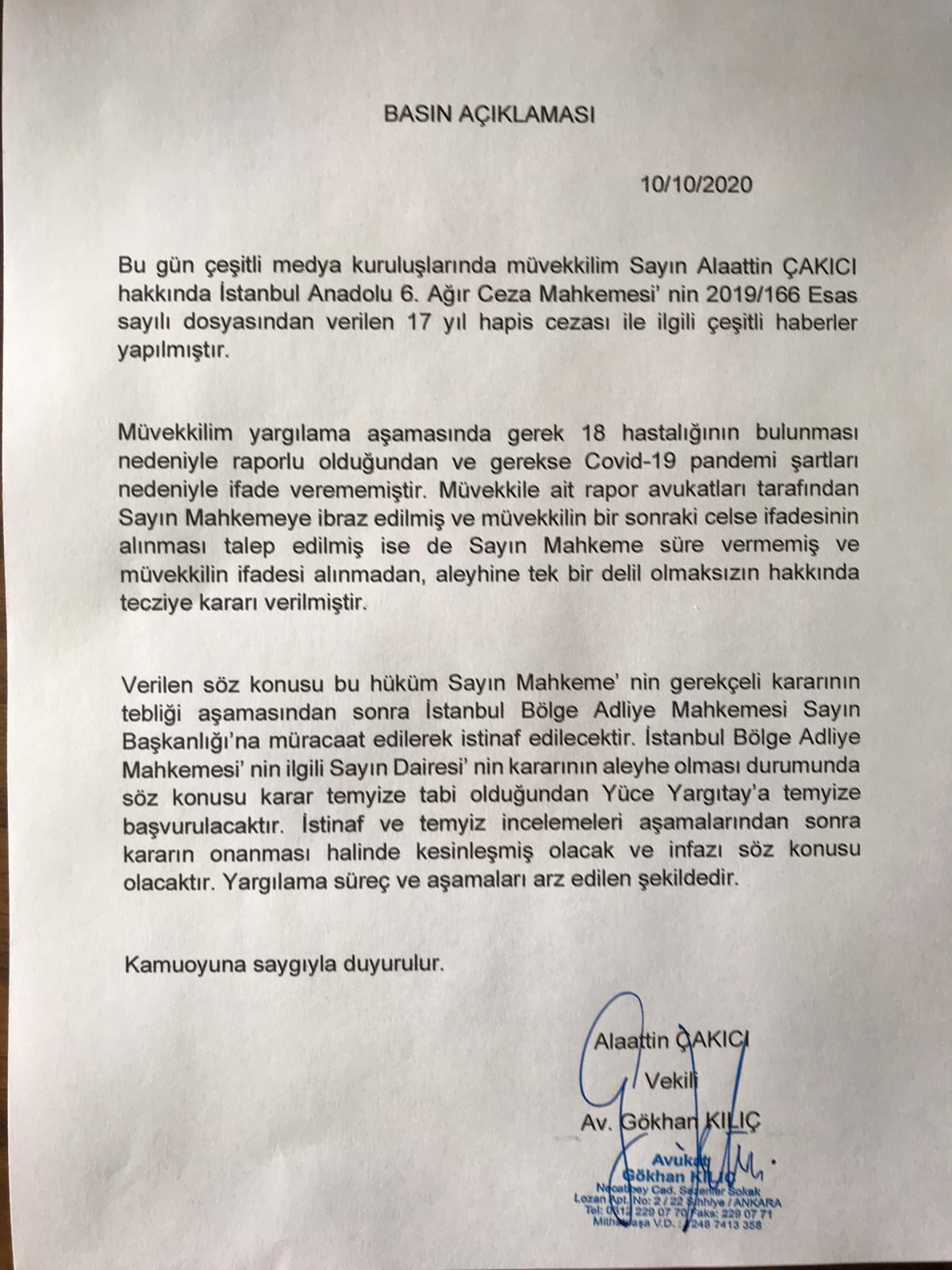 Çakici’nin Avukatin’dan Çok Önemli̇ Açiklamalar 2 IMG 20201010 WA0042