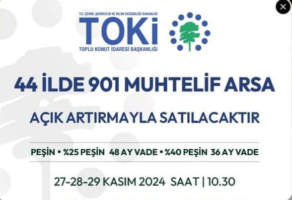 TOKİ, 44 ilde 882 arsayı açık artırmayla satacak 1 645635435463546