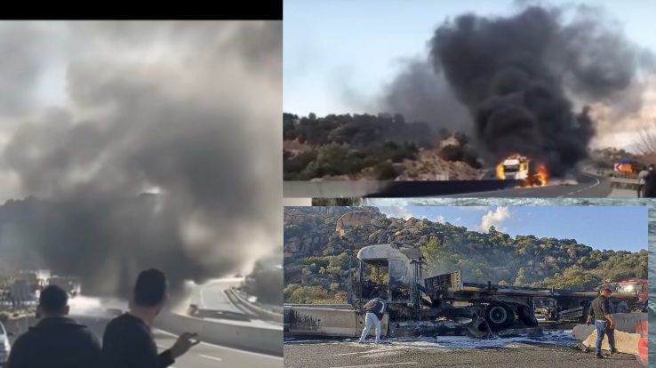Bariyerlere çarpan tır yandı 19 images 2 8