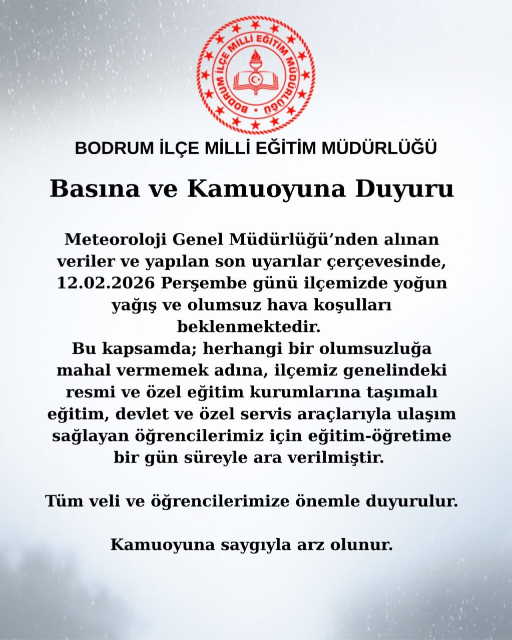 Bodrum ve Milas'ta olumsuz hava koşulları nedeniyle eğitime yarın ara verildi 2 IMG 20260211 WA0021 scaled