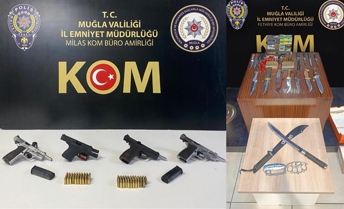 Çok sayıda ruhsatsız silah, mühimmat ve bıçak ele geçirildi 2 cats