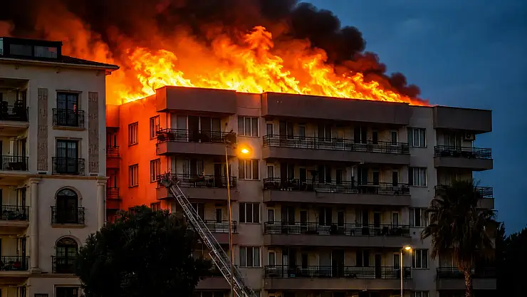 Apartmanın Çatısı Alev Alev Yandı 1 milas ta sabah saatlerinde