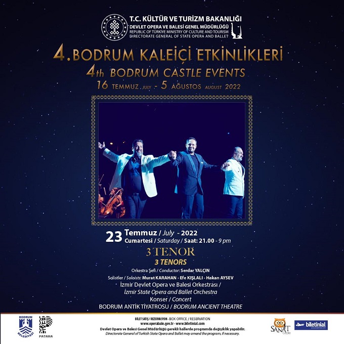 “3 Tenor” Konseri̇ 13 3tenorkonseribodrumantiktiyatrodaseyirciilebulusmayahazirlaniyor