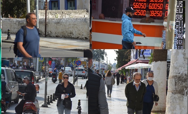 Onca Uyari Ve Vakalarin Artmasina Aldiriş Etmeden Maskesi̇z Dolaştilar 1 BODRUM MASKE DENETiM1