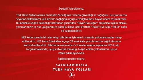 Thy Yolcuları Iç Hatta 'Hes' Koduyla Uçabilecek 1