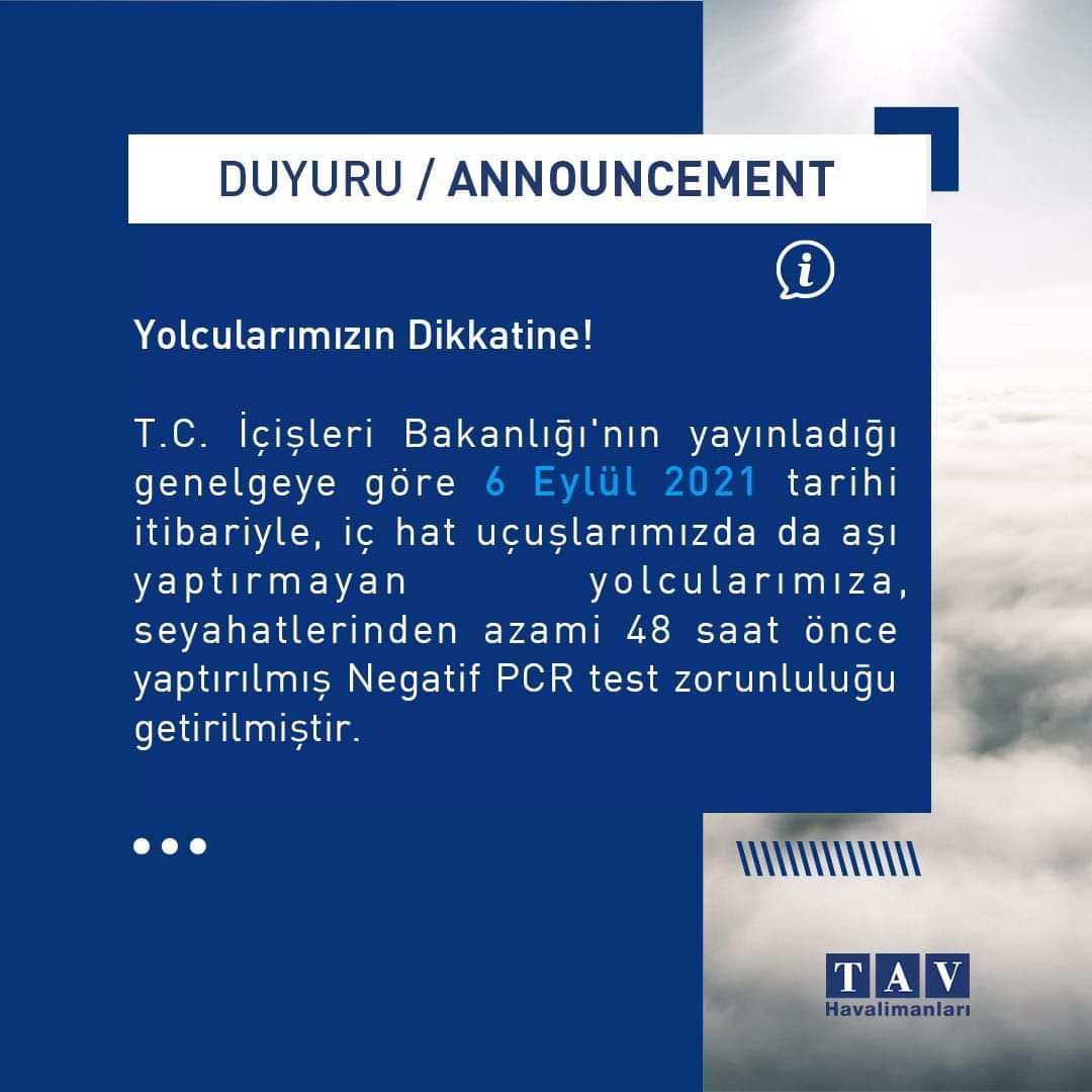 Bodrum Milas Havalimanı'ndan Iç Hat Yolcularına Pcr Testi Zorunluluğu 2 FB IMG 1630760611581