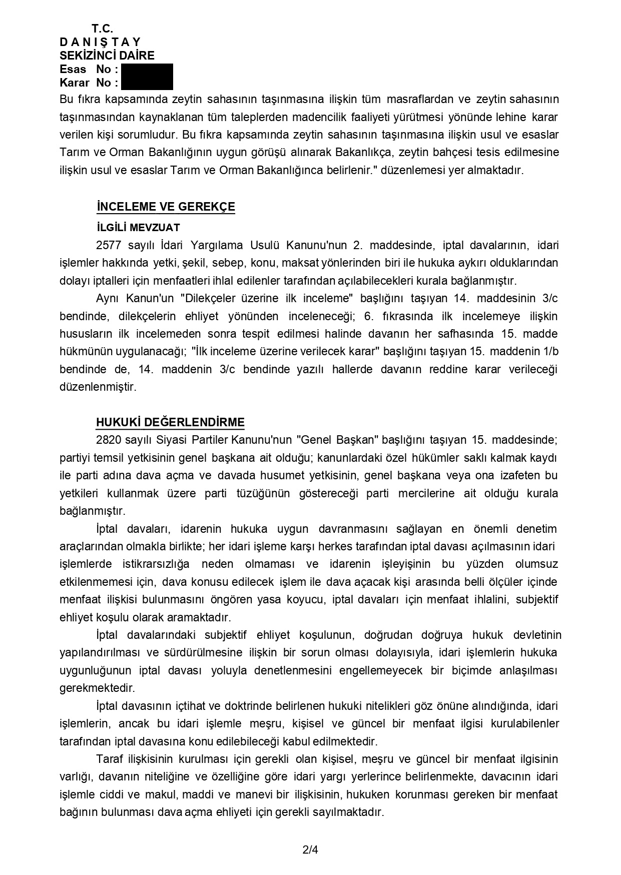 Daniştay’dan ‘Zeyti̇nli̇kler’ Hakkinda Karar 1 HKP Danistay Karari 2