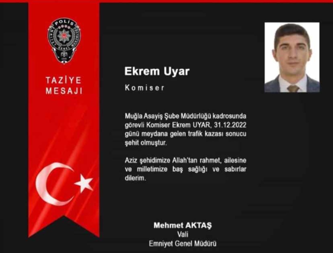 Muğla Emniyeti Yasta Trafik Kazasında Komiser Şehit Oldu 2 Screenshot 20221231 134159 WhatsApp 1