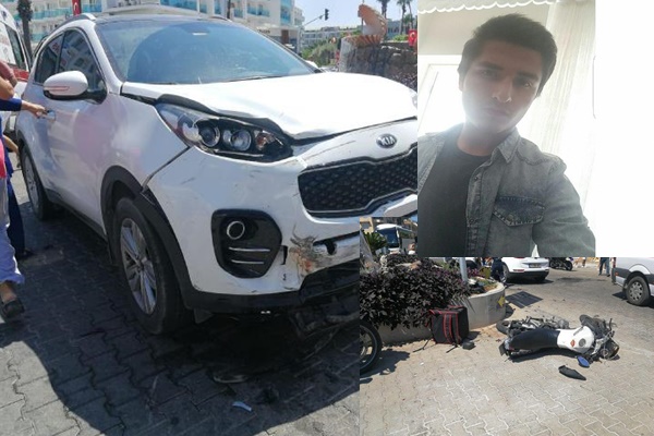 cip ile carpisan motosiklet surucusu