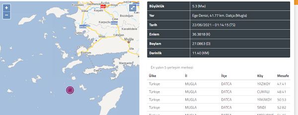 Datça Açıklarında 5.3 Deprem Bodrum'da Hissedildi 1 datca deprem