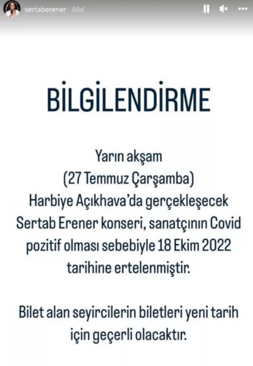 Koronavirüse Yakalandı Konseri Iptal Oldu 1 erener 7643