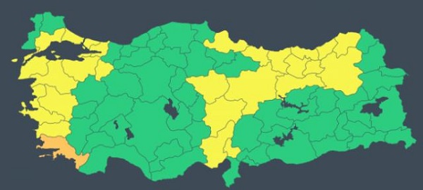Muğla 'Ya Turuncu Uyarı 20 meteoroloji den 27 ile sari ve turuncu kodlu 14549919 9090 m