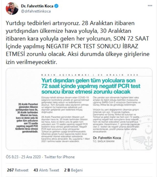 Yurt Dışından Gelen Yolcular Için Negatif Test Ibraz Etme Zorunluluğu 1 son dakika turkiye ye yurt disindan gelen 13824986 3935 m